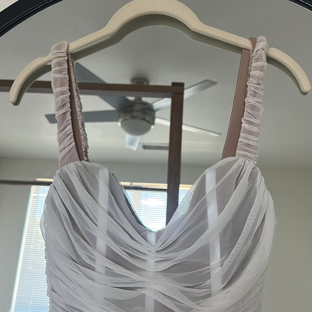 Nookie “Dita” Mesh Midi White/Nude Dress M NWT - Picture 5 of 12